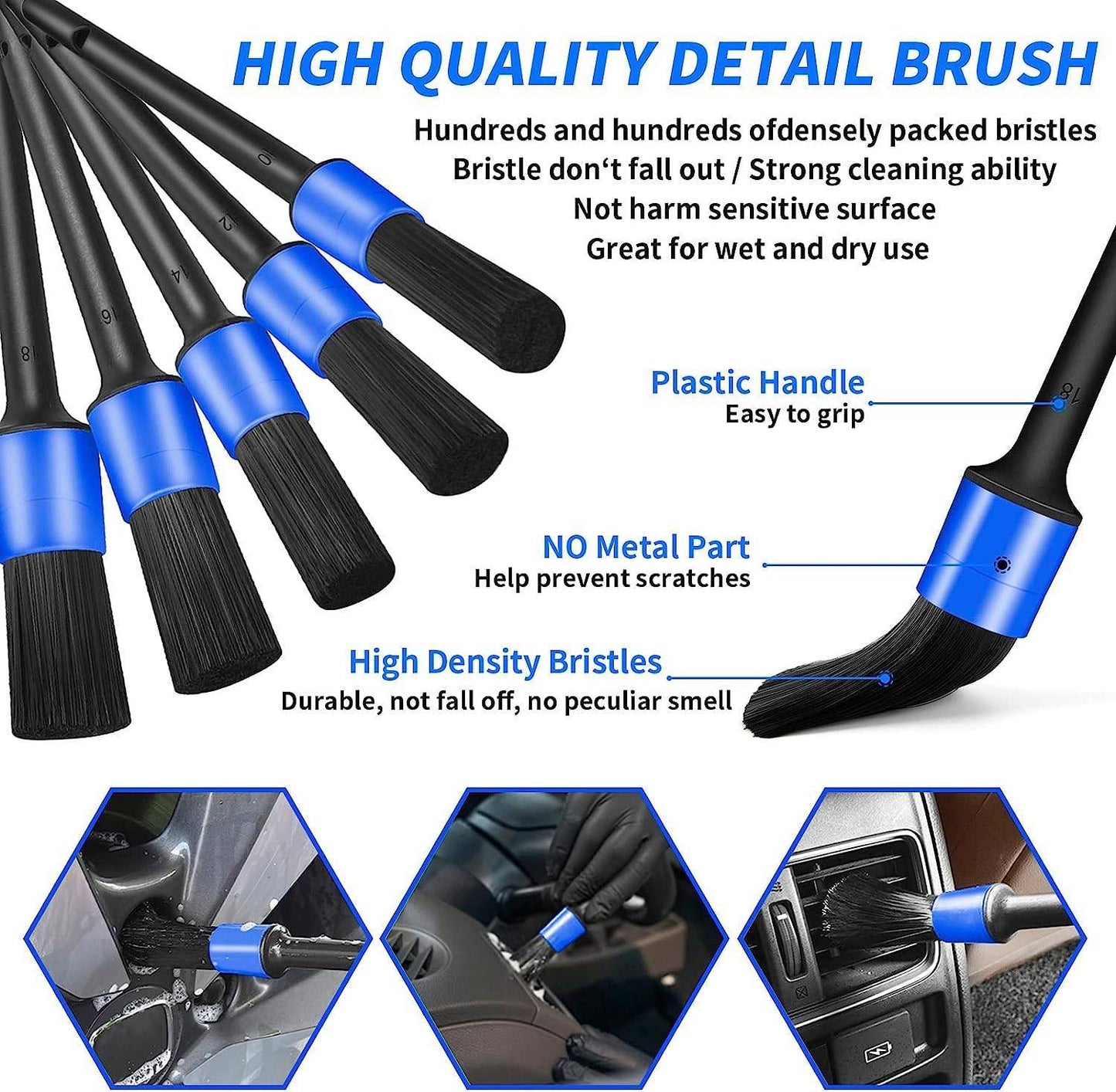 Complete 17-piece car detailing brush kit. Clean wheels, vents & interiors with soft, durable bristles. Perfect for deep car care.