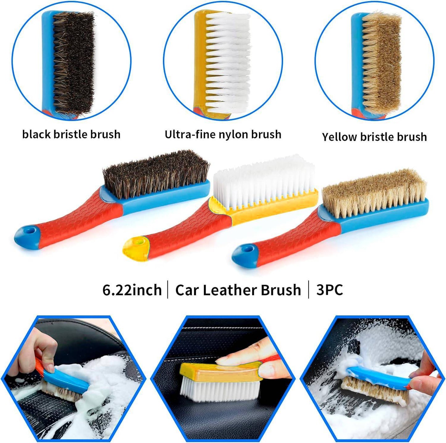 Complete 17-piece car detailing brush kit. Clean wheels, vents & interiors with soft, durable bristles. Perfect for deep car care.