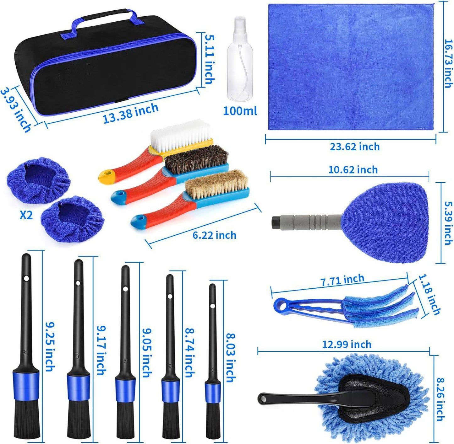 Complete 17-piece car detailing brush kit. Clean wheels, vents & interiors with soft, durable bristles. Perfect for deep car care.