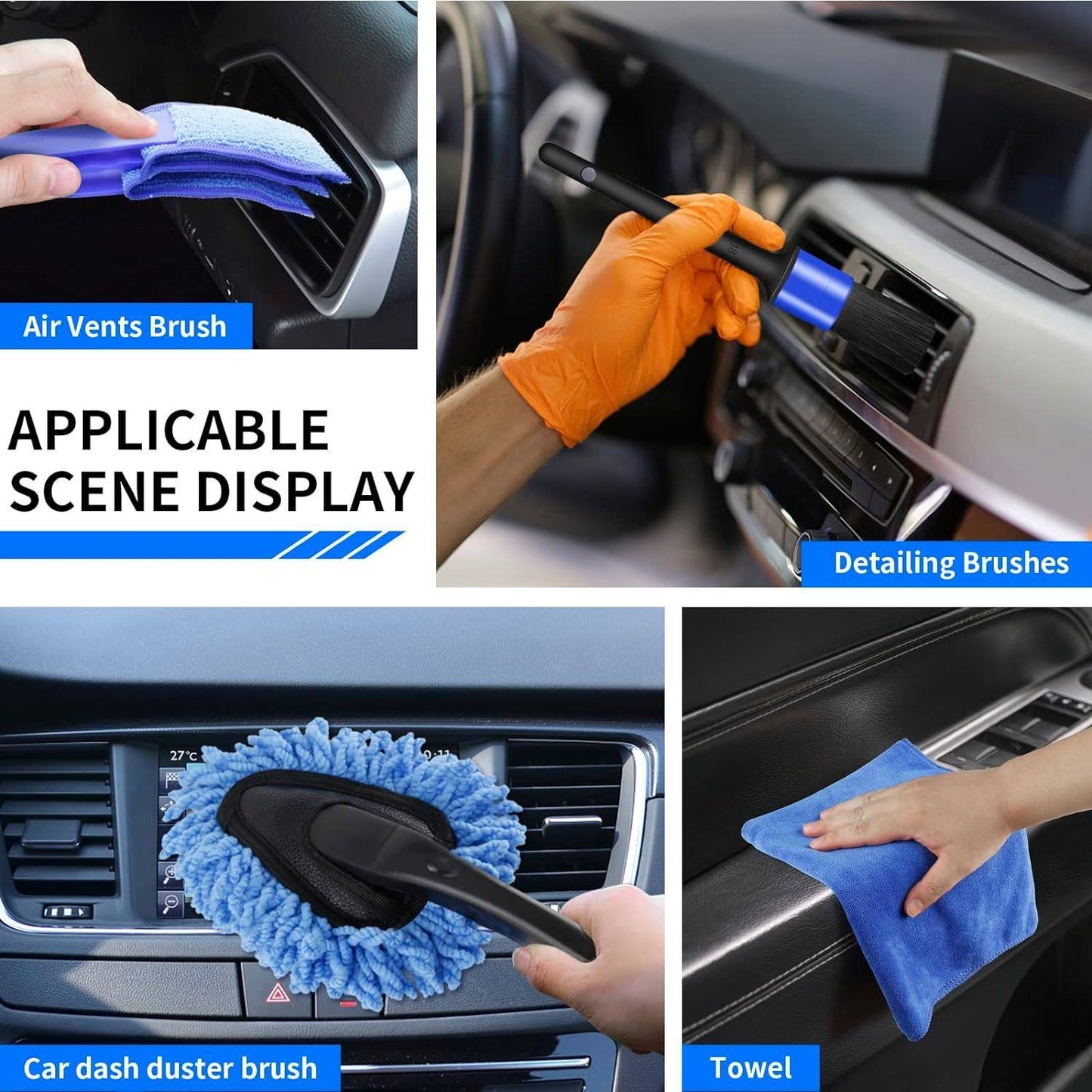 Complete 17-piece car detailing brush kit. Clean wheels, vents & interiors with soft, durable bristles. Perfect for deep car care.