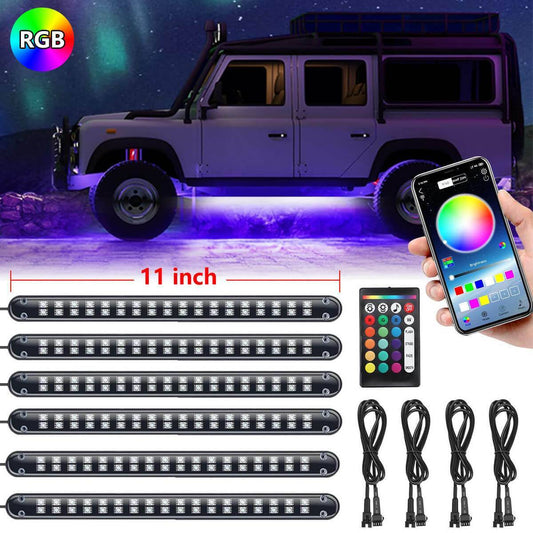 RGB neon underglow lighting kit for cars. Waterproof LED strips with remote control & color modes. Light up your drive, JDM style.