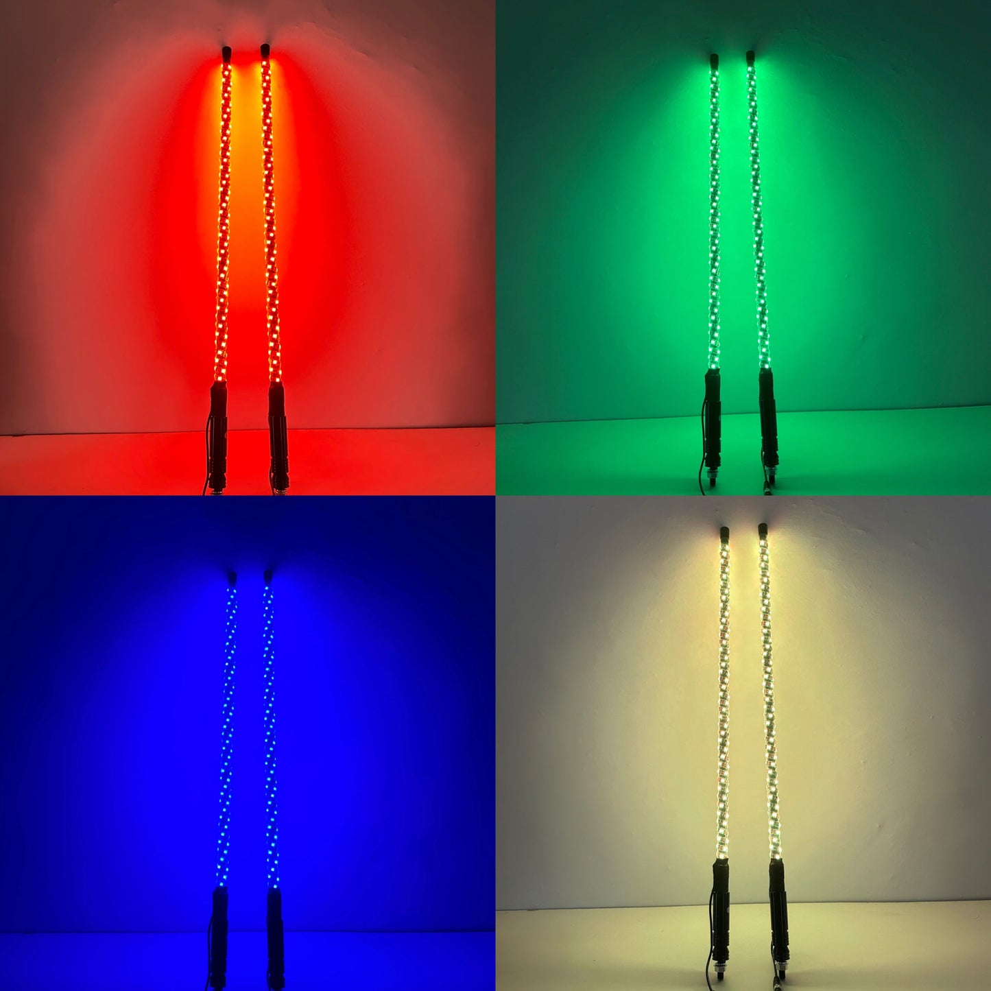 RGB Chasing Spiral LED Whip lights (2packs)