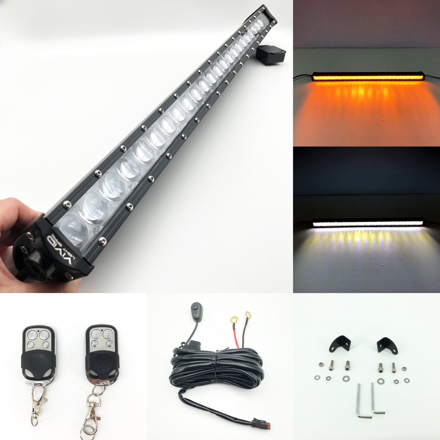 Dual Color 4D Lens Strobe Straight Single Row Led Light Bar